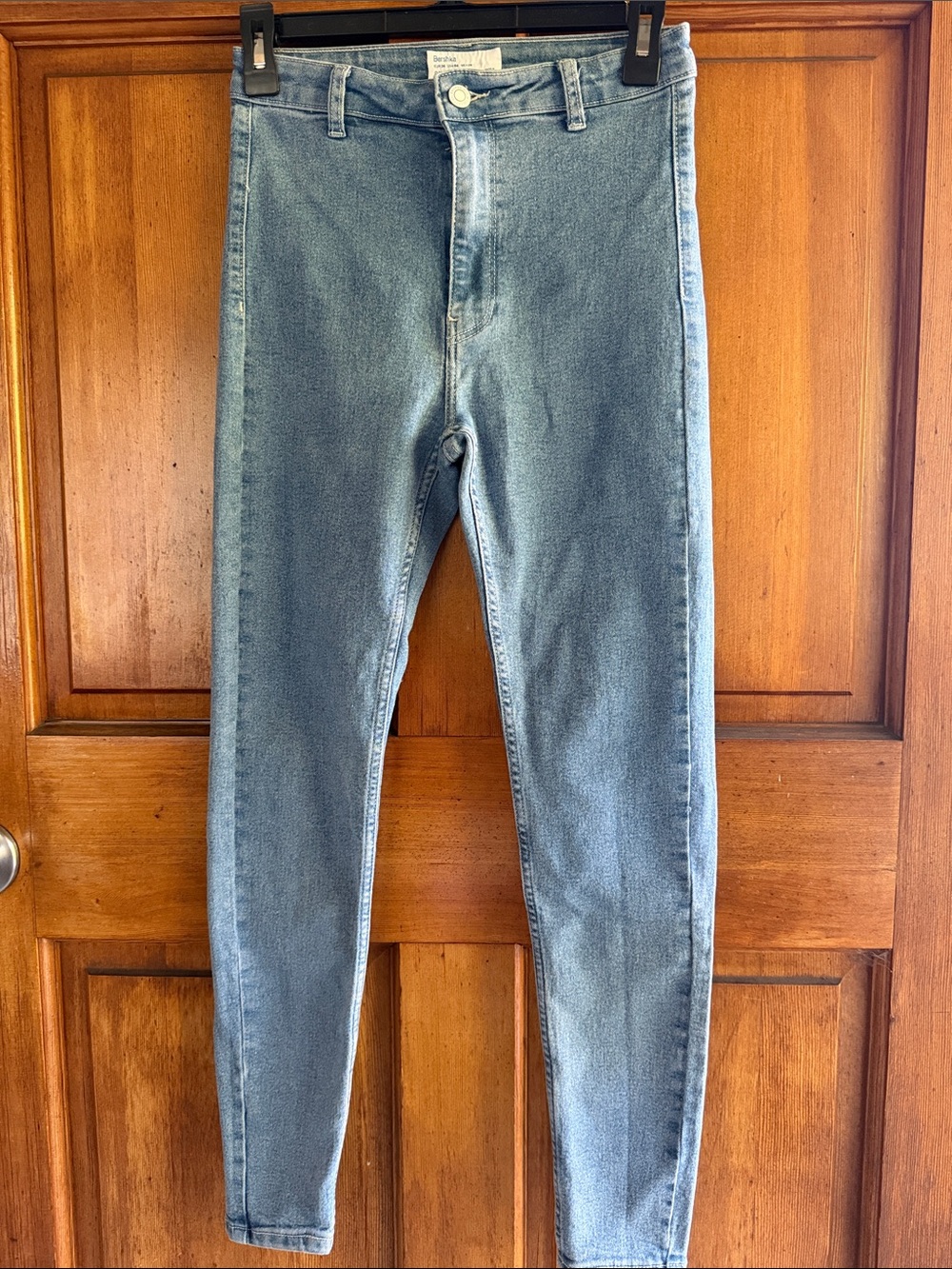 Bershka Women's Skinny Jeans in Light Blue Denim